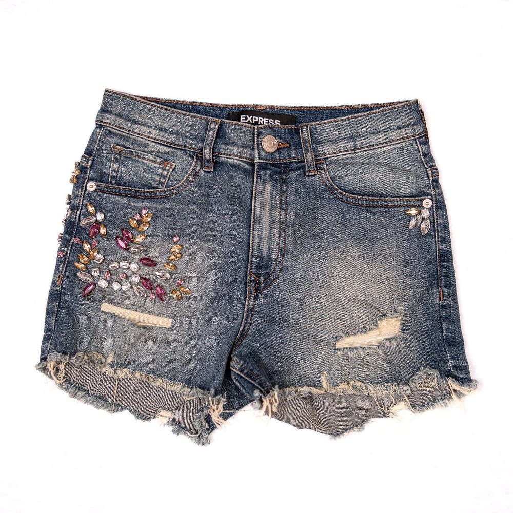 Express jewel accent shorts shortie High Rise Shorts